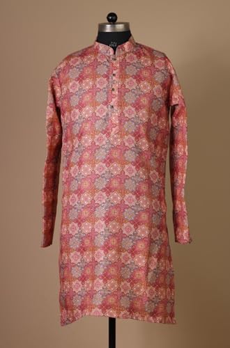MOXTE Men's Cotton Floral Kurta, L, Design 19 - Image 3