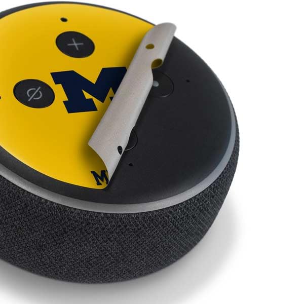 Skinit Decal Audio Skin Compatible with Amazon Echo Dot 3 - Officially Licensed University of Michigan M Logo Yellow Design