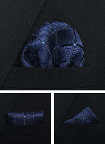 Image of Striped Plaid Polka Dot Mens Tie Formal Necktie Pocket Squares Ties Clips Cufflinks Classic for Men Set