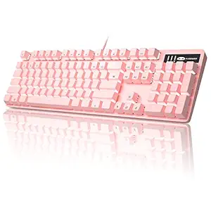 Pink Gaming Keyboard USB Wired Keyboard,MageGee New Mechanical Storm Adjustable Backlight Keyboard Splash-Proof Ideal for PC/Laptop/MAC Game(Pink)