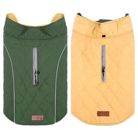 ThinkPet Dog Cold Weather Coats - Cozy Waterproof Windproof Reversible Winter Dog Jacket, Thick Padded Warm Coat Reflective Vest Clothes for Puppy Small Medium Large Dogs Cover