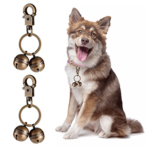 BERYCH Dos pares de campanas súper ruidosas para perros y gatos, colgante de latón duradero con anillo de cierre, accesorio para llavero, rastreador de mascotas Cover