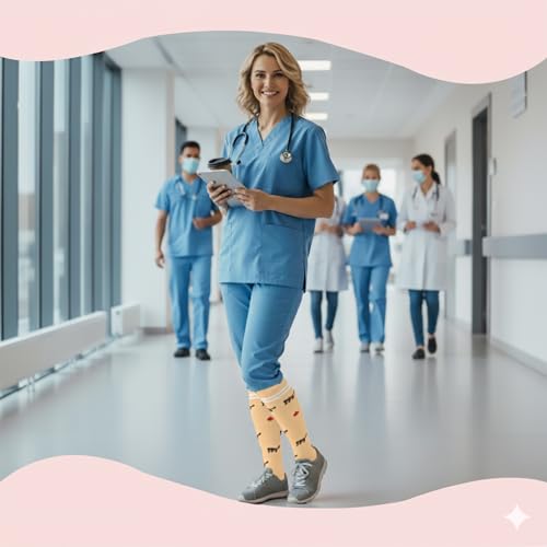 Image of Sooverki Compression Socks for Women & Men 6 Pairs is Best Supportive Knee High Stockings for Circulation, Travel, Nurses