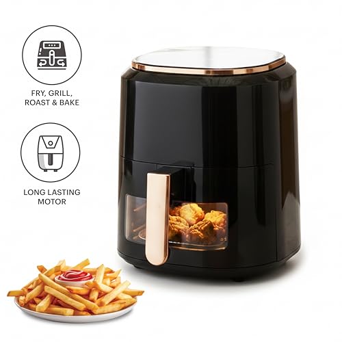 Image of CELLO Smart Pro Air Fryer 4.5L For Kitchen, 1400W | 360 Hot Air Circulation, Touch Control Panel, Uses Up to 90% Less Fat, Healthy Oil-Free Cooking | For Roast Grill Bake Reheat Crisp & Everyday Use