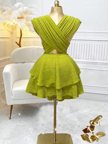 SOLY HUX Women's Sleeveless Criss Cross Ruffle Mini Dress Vacation Cocktail Dresses Concert Outfit2