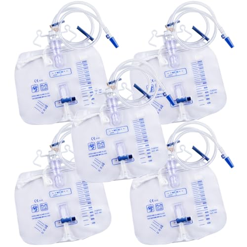 5 Pack 2000ml Urine Drainage Bag with 48