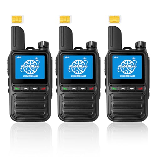 KAYOTOM Lifetime Free Unlimited Range Rapid Global Walkie Talkies PTT Push-to-Talk Over Cellular Nationwide 5000+ Miles POC 4G LTE Handheld Long Range Two Way Radio for Team Management (3Pack and SIM)