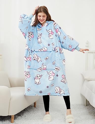 Image of KFUBUO Wearable Blanket Hoodie for Adults Sherpa All Patterns Oversized Sweatshirt Blanket with Pocket