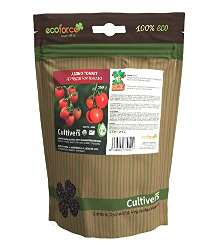 CULTIVERS Abono Tomates Ecológico de 250 g. Fertilizante de Origen 100% Orgánico y Natural Microgranulado. Mejora la Productividad tus tomateras