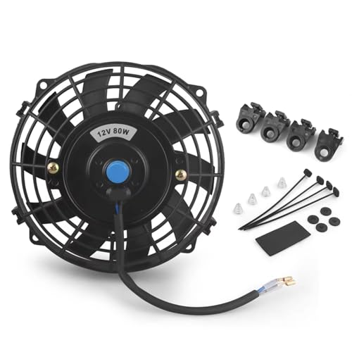 Ventilador Radiador Eléctrico Universal 10 Pulgadas 12V 80W 2100RPM Aire Acondicionado Coche Ventilador Refrigeración Radiador Electrónico Aspas Ventilador Motor Con Kit Montaje