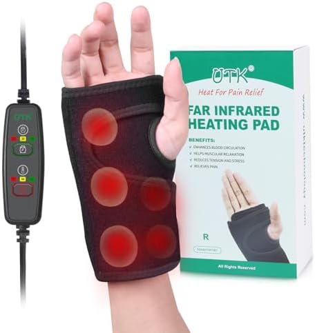 UTK Thumb Wrist Brace Heating Pad for Arthritis and Carpal Tunnel, Infraed Heating Wrap for Wrist, Hands Sprains Trigger Tendonitis Pain Relief -Right Hand