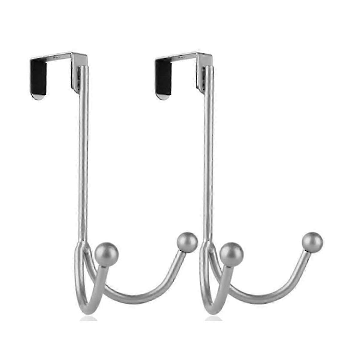 JOYHAPPST 2Packs Over the Door Double Hanger Hooks, Metal Twin Hooks Organizer for Hanging