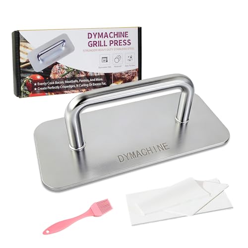 Stainless Steel Burger Press 9 Inch Smash Burger Press 2.5mm Non-Stick Smooth Smasher Square Grill Weight Press Griddle Press Kitchen Stuff For Cooking Beef Bacon Steak