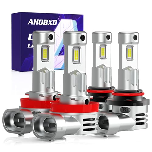 Image of AHOBXD H11 9005 LED Bulbs Combo,Upgraded 900% 90000LM Brightest 1:1 Halogen Size H11 9005 Bulbs with Cooling Fan 80000hours Lifespans Super Bright H11 9005 Fog Light Bulbs(Pack of 4)