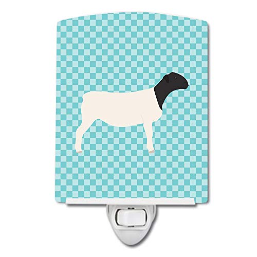 Caroline's Treasures BB8152CNL Dorper Sheep Blue Check Ceramic Night Light Compact, UL-Certified, Ideal for Bedroom, Bathroom, Nursery, Hallway, Kitchen, 6x4x3, Multicolor