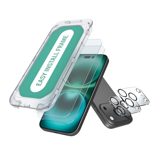 Image of Smartish iPhone 17 Pro Max Screen Protector - 2-Pack Tempered Glass + Camera Lens Covers - Tuff Sheet - 9H Easy Install Frame [Scratch Resistant] Case-Friendly for Apple iPhone 17 Pro Max