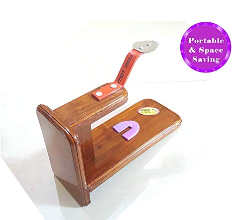India Polished Teak Wood Table Top Coconut Scraper Grater Movable Chirava #TOP6