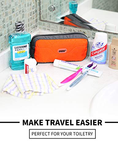 Gox Premium Toiletry Bag, Dopp Kit Case For Travel, Multifunction Organizer Pouch(Orange/Grey) #TOP1