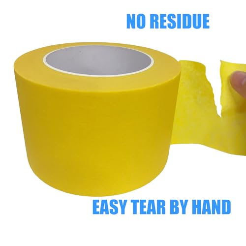 Image of Wide Masking Tape, Yellow Painters Tape, 3 Inch x 55 Yards | Multi-Purpose for Painting, Building, Labeling, Edge Finishing & DIY Projects