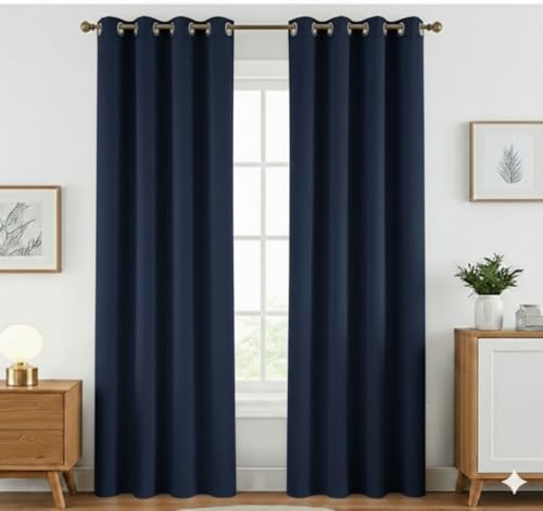 Image of Amazon Brand - Solimo Velvet Curtain Set of 2 (52x72 Inch) Plain Door & Window Curtains for Living Room & Bedroom |75% Light Blocking, Eyelet Curtains for Home Decor in Blue Color (4 feet x 6 feet)