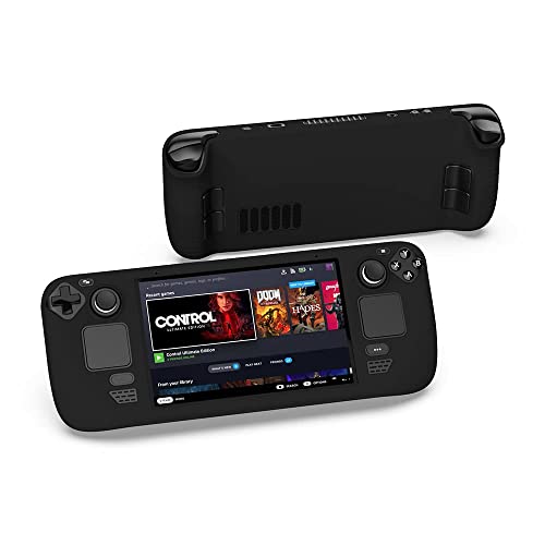 Image of New World Silicone Case for Steam Deck,Protective Cover Case Compatible with Valve Steam Deck Shock-Absorption, Non-Slip and Anti-Scratch Design-Black