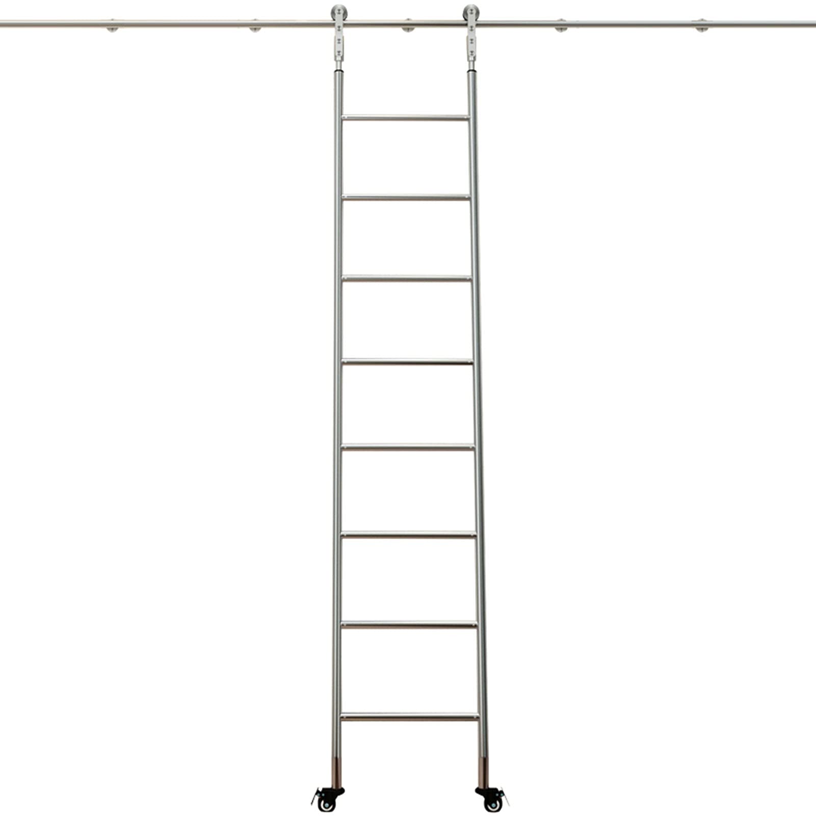 Kit de porte de grange coulissante avec rail d'échelle mobile en tube rond de 1m à 6m