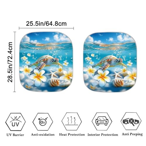 Image of 2 PCS Car Windshield Sun Shade Foldable Sea Turtle Print Car Front Window Sunshade Reflect UV Sun and Heat and Protect Your Car, Universal Fit for Auto Truck Van SUV