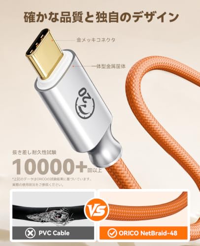 Image of ORICO Auso 20Gbps USB-C Cable 3.3FT with PD 240W Fast Charging, 4K60Hz Video,Thunderbolt4 /3 USB4 Compatible Data Cable,for iPhone 17 /16 /15 MacBook Docking -Blue