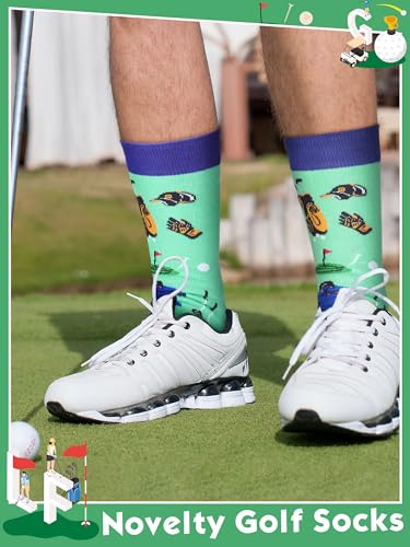12 Pairs Golf Socks Gifts for Men Funny Golf Novelty Crew Cool Fun Funky Cotton Socks for Dad Grandpa Golfer Lovers Team4