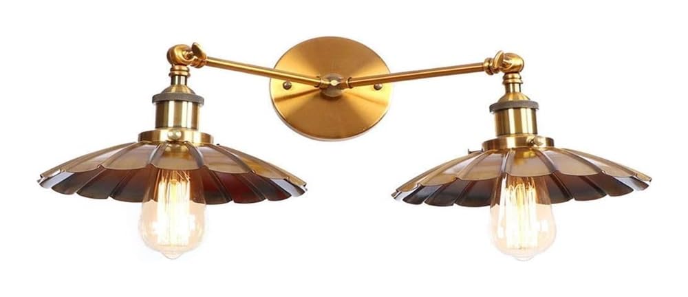 HUAYUSEDF Industrial Wall Sconce with Swing Arm - den Light Fixture, E27 Edison Socket, Rustic Loft Style Lamp Shade