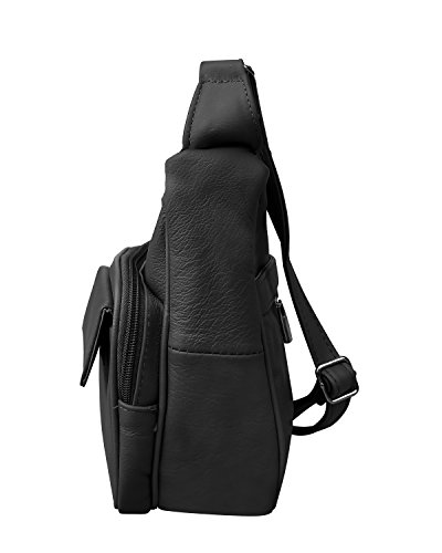 Roma Leathers Gun Concealment Shoulder Purse with Organizer - Cowhide Leather, Adjustable Strap - Black4