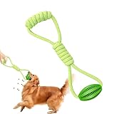 Wrohto Dog Rope Ball Toy, Resistant Chew, Rope & Rubber Material, Interactive Food Dispenser, Tough Knotted Design, Treat Leakage Function, Puppy Training & Play, 5 Inches, Blue, 1 Pack