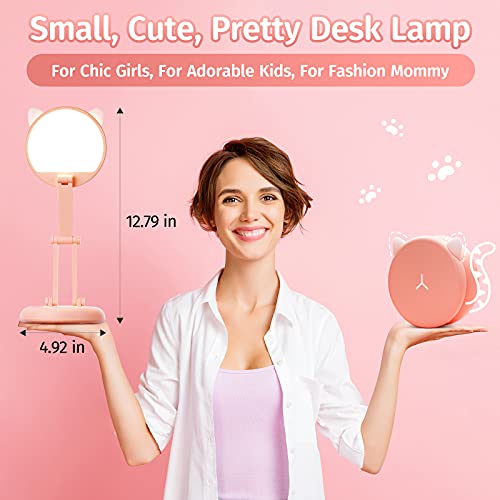 One Fire Cute Desk Lamp, Foldable & Portable Pink Lamp Kawaii Desk Accessories For Girls, Dimmable+8 Brightness Cute Lamp Kawaii Room Decor, Pink Lamp Kawaii Accessories, Cute Lamp Kawaii Room Decor #TOP3