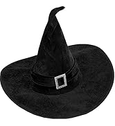 Halloween Witch Hat Satin-Soft Black Witch Hat Black Halloween Witch Sorceress Hat for Women Hall...