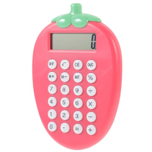 FOMIYES Calculadora Pequeña Solar Portátil de Colores Dulces para Estudiantes y Oficina Calculadora Electrónica de Bolsillo Diseño de Fresa Herramienta Decorativa Práctica y Ligera