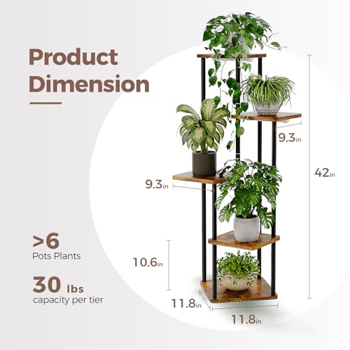 Image of Bamworld Tall Plant Stand Indoor with Grow Light Corner Plant Shelf