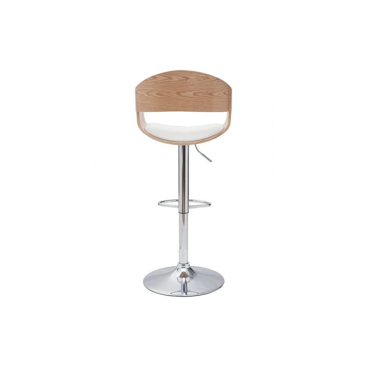 Miliboo EUSTACHE - Taburete de bar, diseño ajustable, color blanco y madera