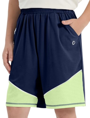 PATPAT Kids Quick-Dry T-Shirt & Shorts Set, 2-Piece Instant-Cooling UPF 100+ Activewear Outfit for Boys Girls, Breathable Athletic Sportswear, Motion Navy, Size US8/S4