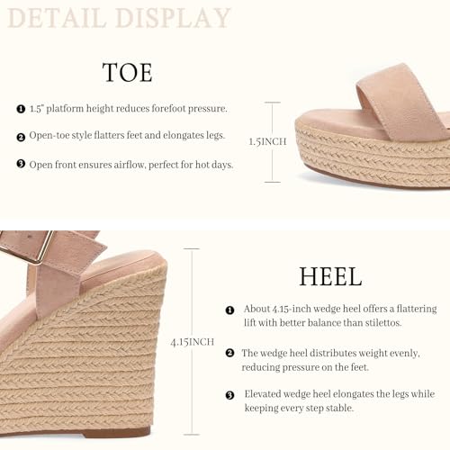 Image of VICKI.VICKI Women's Platform Sandals Wedge Ankle Strap Open Toe Sandals