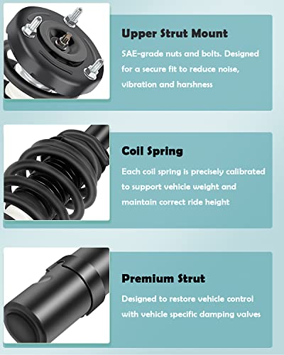 Scitoo Complete Strut Coil Spring Assembly Fit 2006 2005 2007 2008 2009 2010 2011 For Hyundai Azera,2006 2007 2008 2009 2010 2011 2010 For Hyundai Sonata (Front Pair) #TOP3