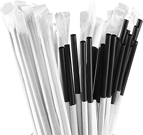 DuraHome Black Plastic Straws Individually Wrapped 1000 Pack - 8 inch Drinking Straw, BPA Free - Restaurant Style Disposable Straws, Bulk Set - Thumbnail 3