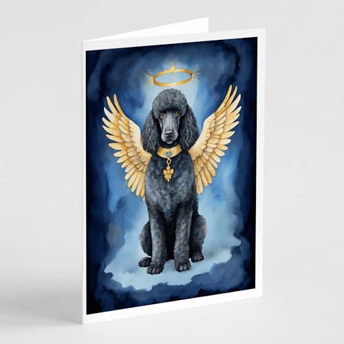Caroline's Treasures Black Poodle My Angel Greeting Cards Pack of 8 Blank Cards with Envelopes Whimsical A7 Size 5x7 Blank Note Cards
