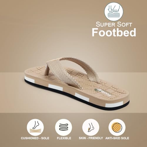 Image of Men's Orthopedic Comfort Flip Flops with Soft Fabric Straps | Cushioned Anti-Skid Footbed Slippers for Men | Lightweight Walking Flip Flops for Home, Outdoor, Indoor Use