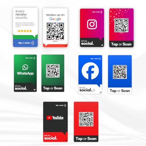 Review NFC Card, Pack of 5 cards, Facebook, Whatsapp, Instagram, Youtube by tinydabba