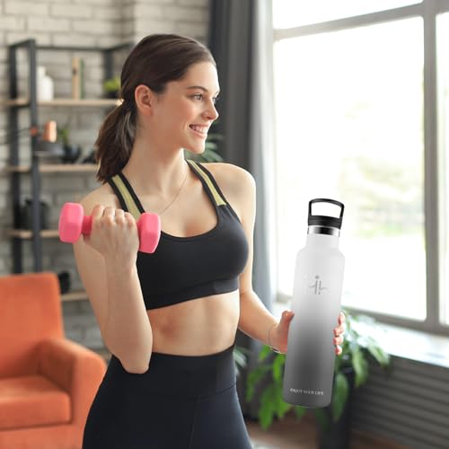 Borraccia Termica, Borraccia 1 litro, Senza BPA, Bottiglie con Cannuccia, Senza Perdite, Borraccie Palestra, Acciaio Inossidabile 18/8, Bottiglie Metallo per Uffici, Outdoor, Campeggio, Fitness - Immagine 5