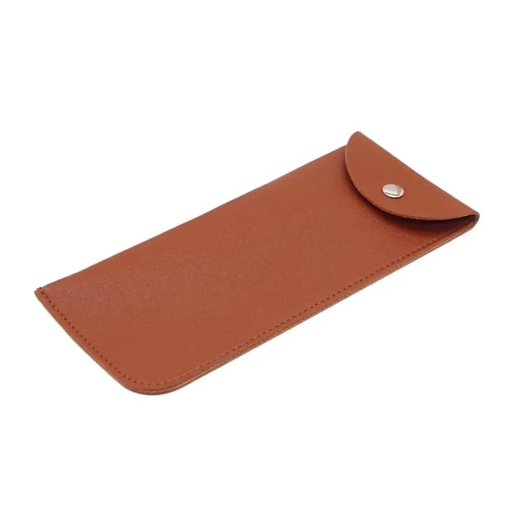 Funda protectora de piel sintética para gafas de sol, funda protectora para gafas de lectura, funda protectora con hebilla de metal portátil (marrón, 6 piezas), marrón, Talla única