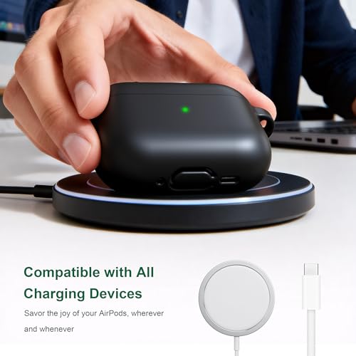 Image of R-fun for AirPods Pro 3rd Generation Case with Cleaner Kit, Soft Silicone Protective Case Cover for Apple AirPod Pro 3 for Women Men, AirPods Pro Case Accessories with Keychain, Black