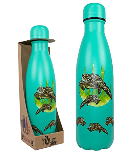 NatureVac, Sea Turtle 500ml Insulated Water Bottle from Deluxebase. Blue Stainless Steel Thermal Flask for Gym Office, Travel - Image 3