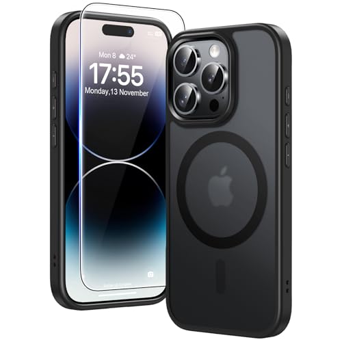 TAURI Coque Magnétique pour iPhone 14 Pro,Noir Mat