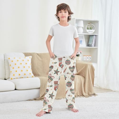 Boys' Pants Christmas Tree Ball Gift Stocking Gift Box Long Bottoms Elastic Waist Trousers with Pockets S-XL3